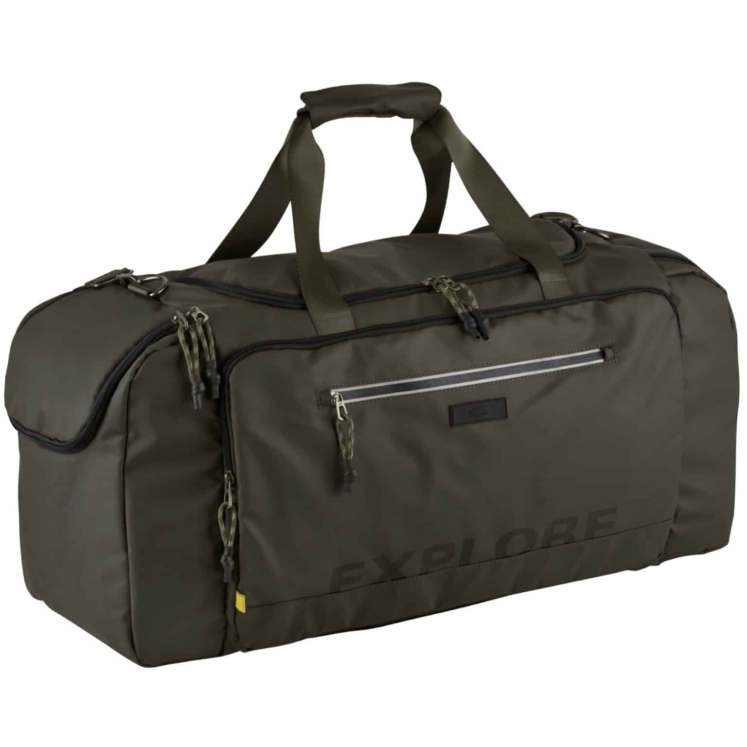 camel active Reisetasche "Explore" wasserabweisendes recyceltes Nylon und reflektierende Reißverschlüsse