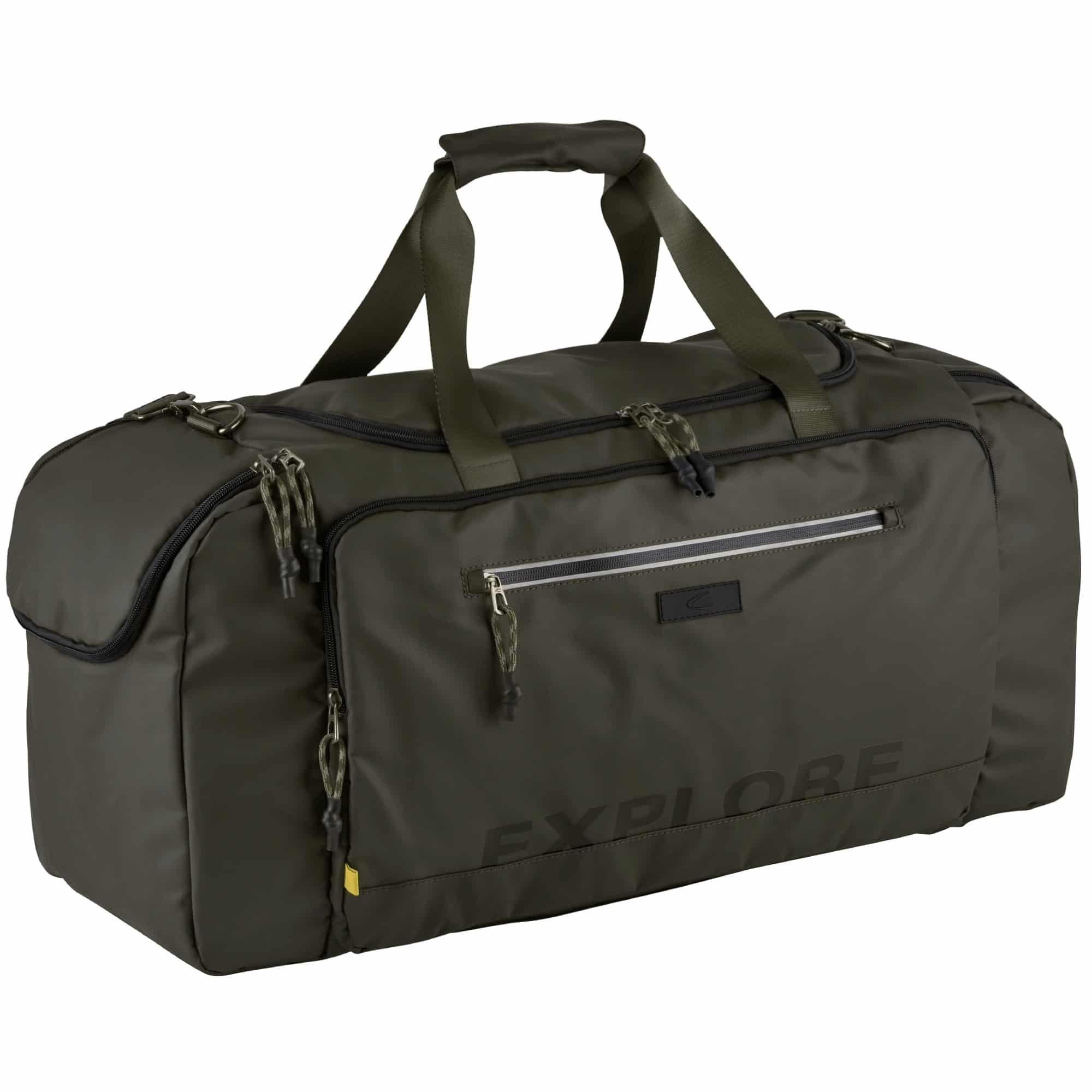 camel active Reisetasche "Explore" wasserabweisendes recyceltes Nylon und reflektierende Reißverschlüsse